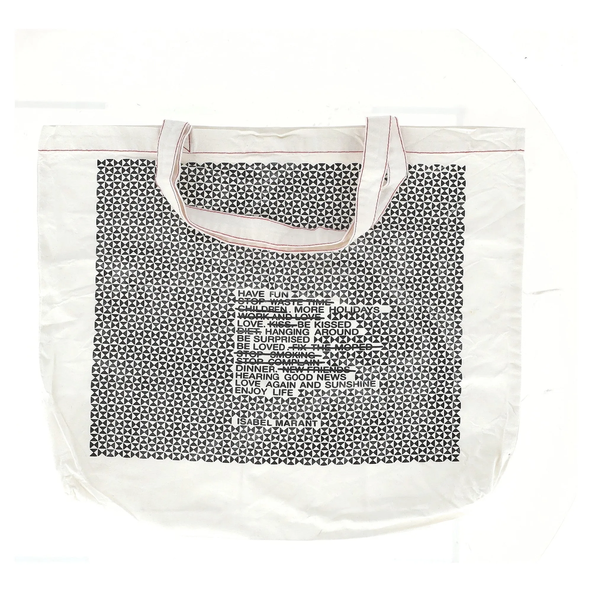 Isabel Marant Graphic Tote Bag in White Canvas