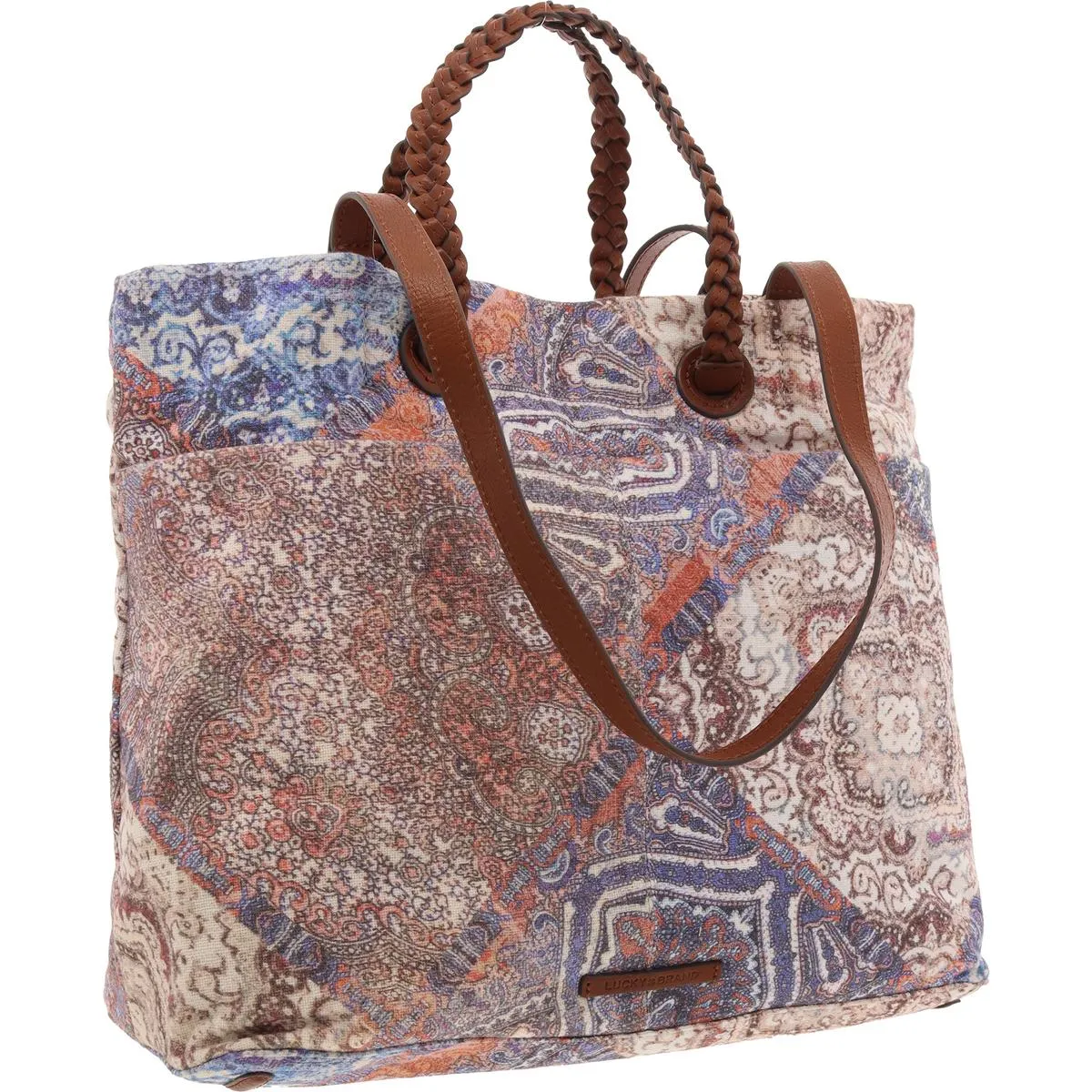 Jema Womens Leather Trim Canvas Tote Handbag