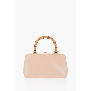 Jil Sander Bamboo Handle Leather Handbag with Clip Clap Women's Closure
