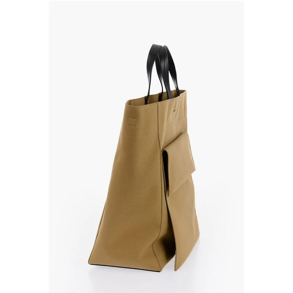 Jil Sander Canvas Shopper Bag with External Pocket