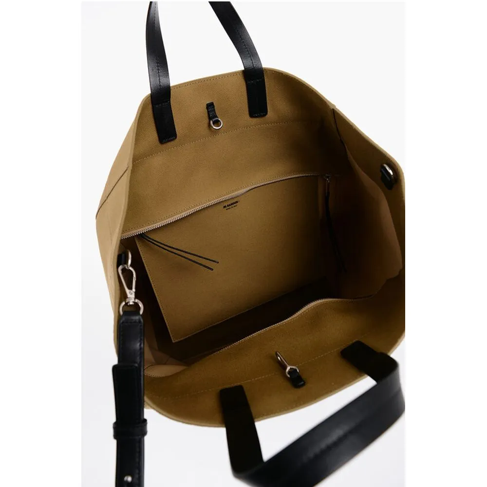 Jil Sander Canvas Shopper Bag with External Pocket