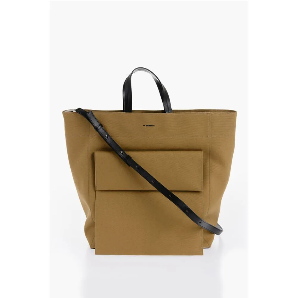 Jil Sander Canvas Shopper Bag with External Pocket