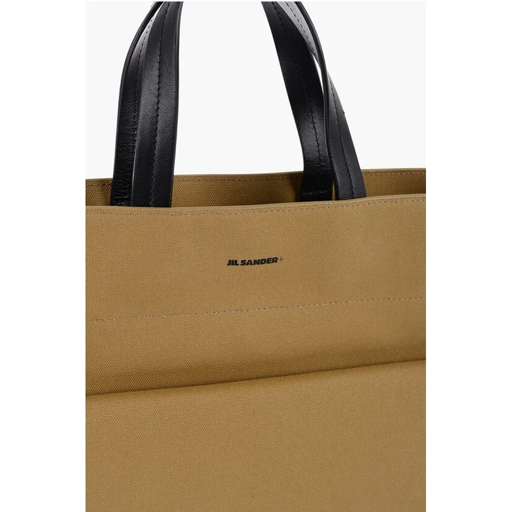 Jil Sander Canvas Shopper Bag with External Pocket