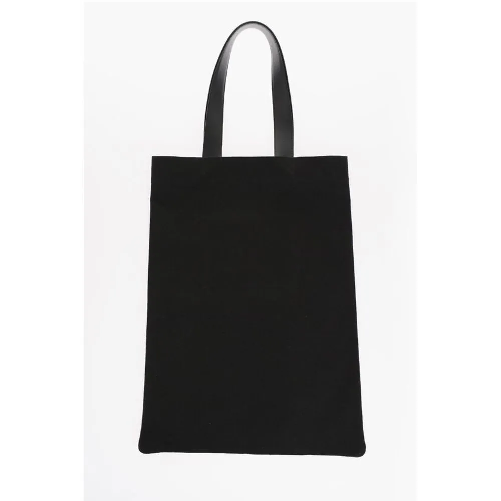 Jil Sander Canvas Shopper Bag with Leather Handles