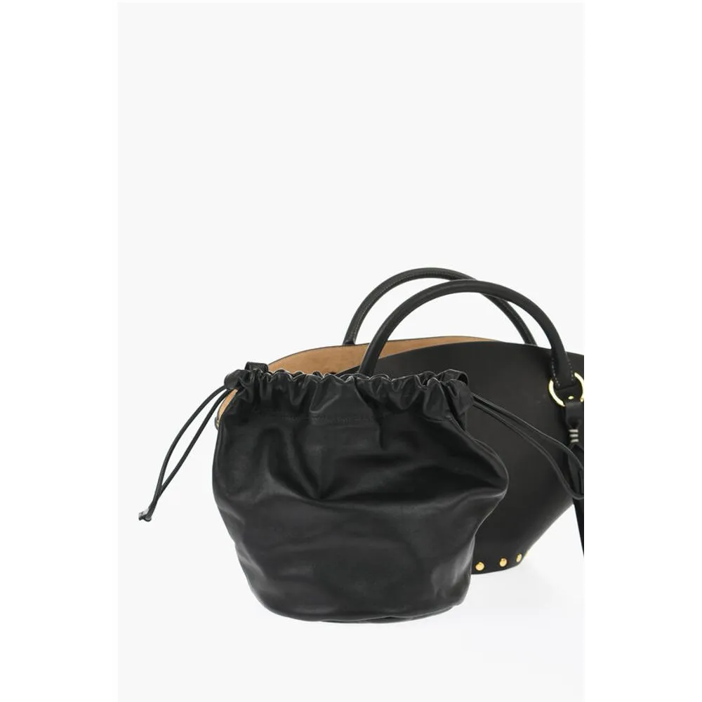 Jil Sander Leather Hand Bag with Golden-Effect Women's Studs