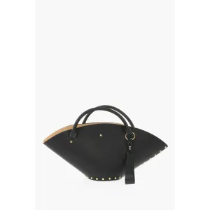Jil Sander Leather Hand Bag with Golden-Effect Women's Studs