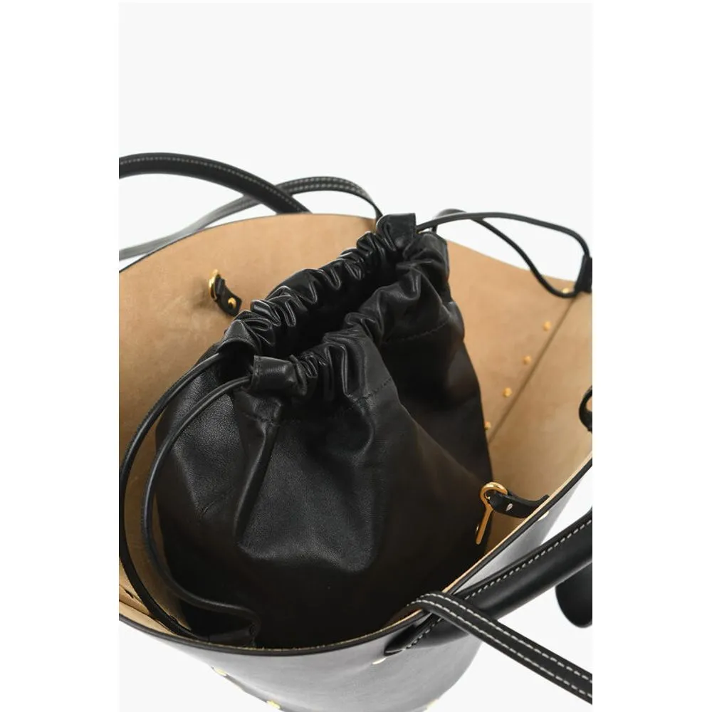 Jil Sander Leather Hand Bag with Golden-Effect Women's Studs