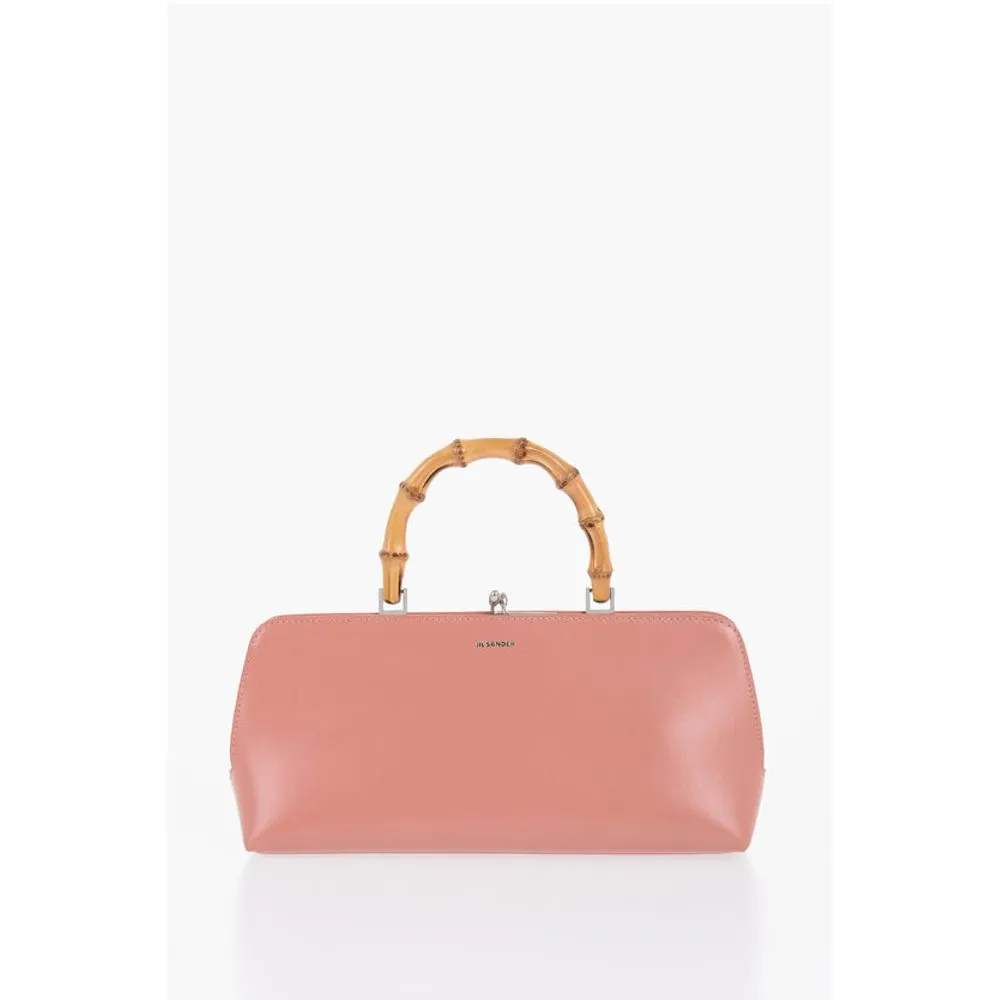 Jil Sander Leather Handbag With Bamboo Handle