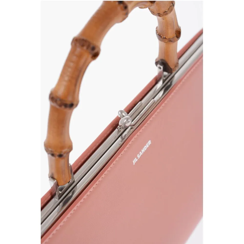 Jil Sander Leather Handbag With Bamboo Handle