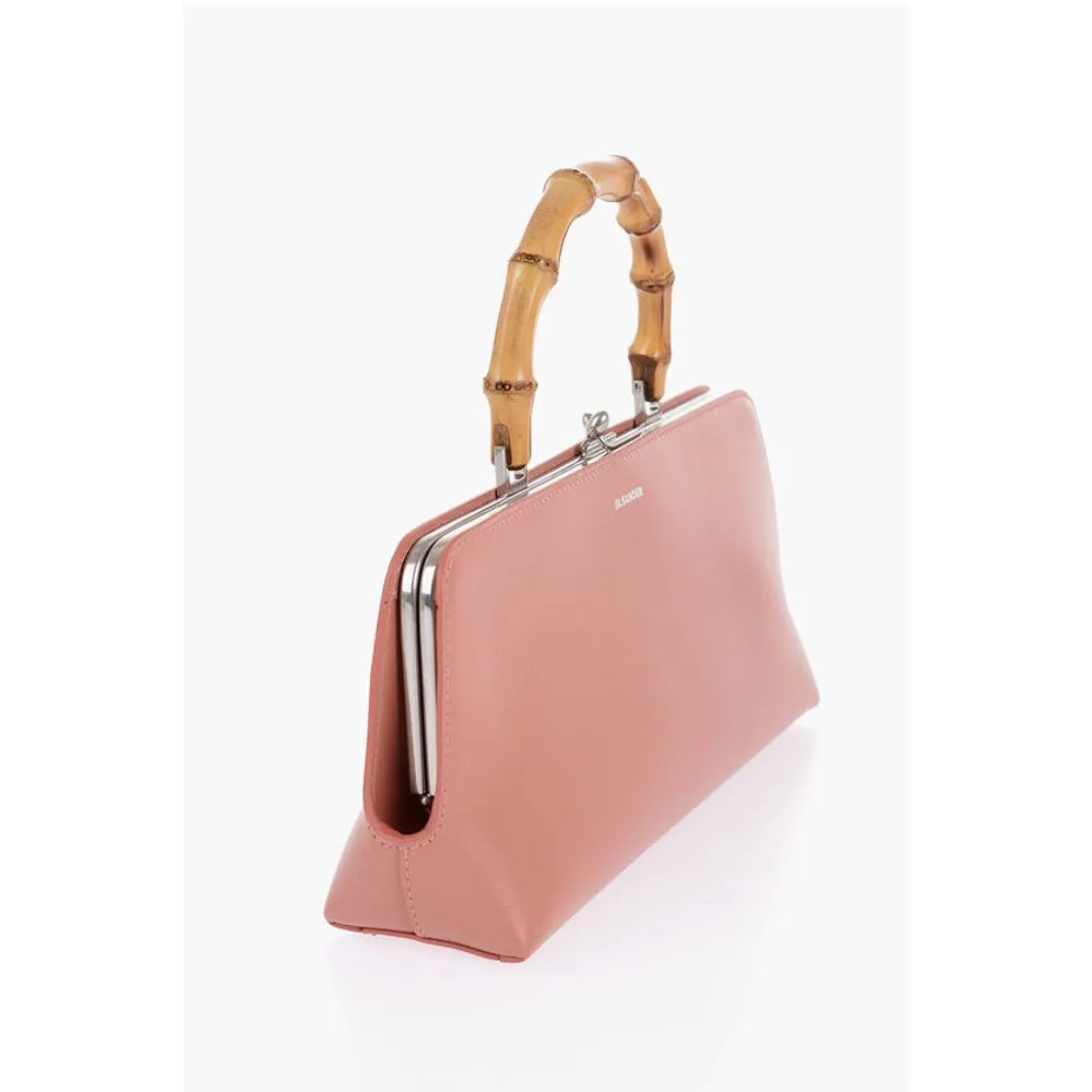 Jil Sander Leather Handbag With Bamboo Handle