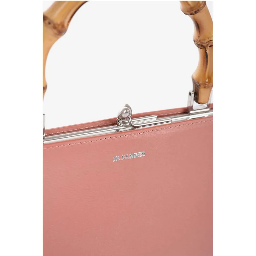 Jil Sander Leather Handbag With Bamboo Handle