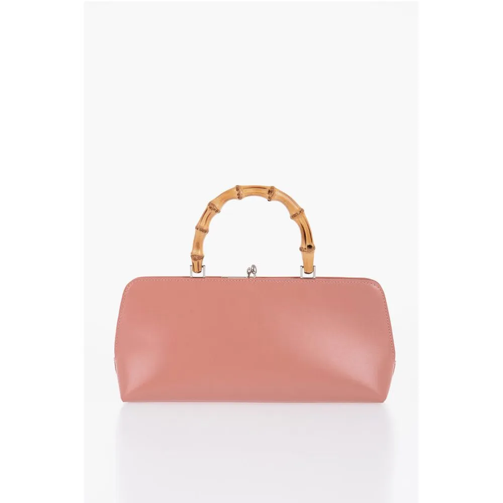 Jil Sander Leather Handbag With Bamboo Handle