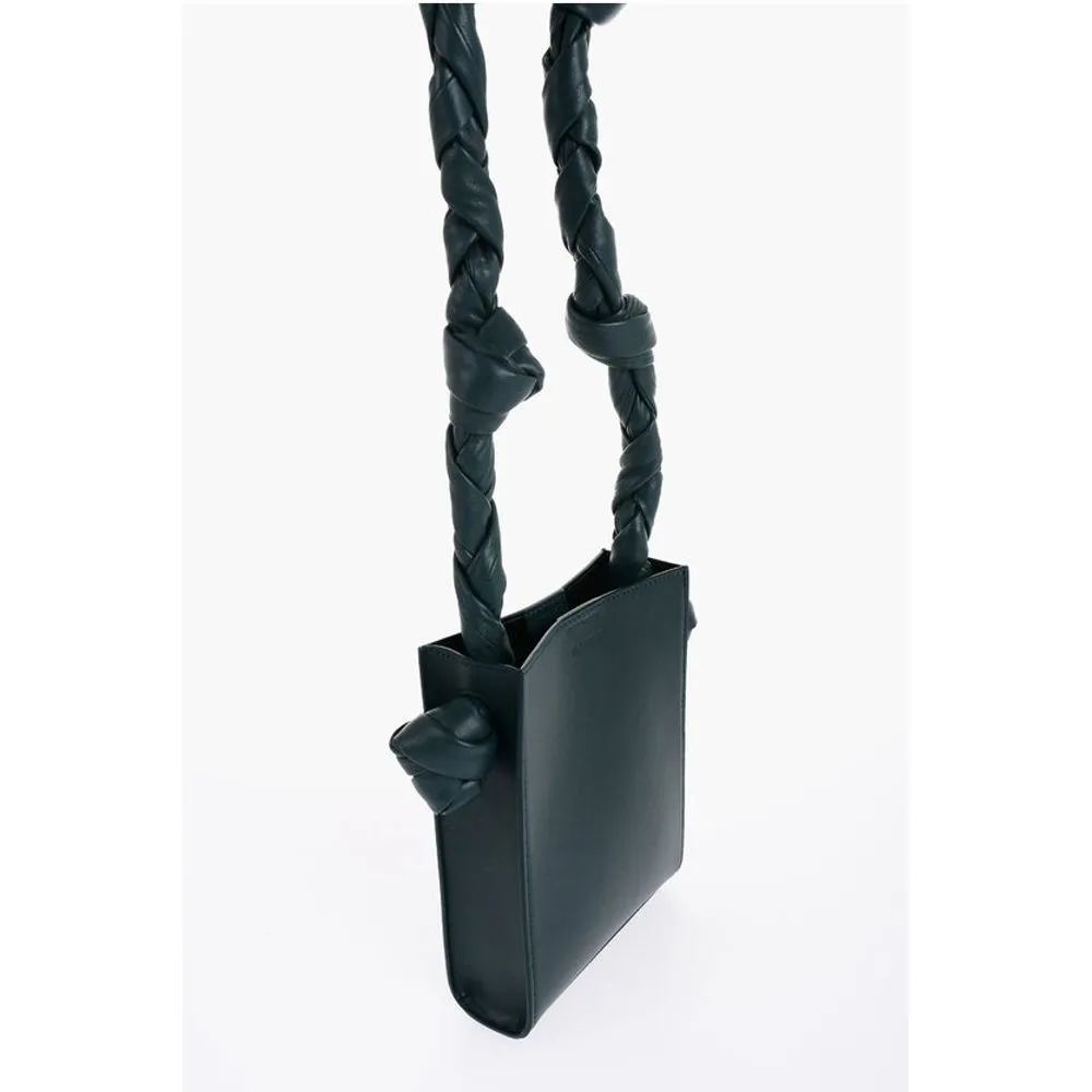 Jil Sander Leather TANGLE Shoulder Bag with Woven Handle