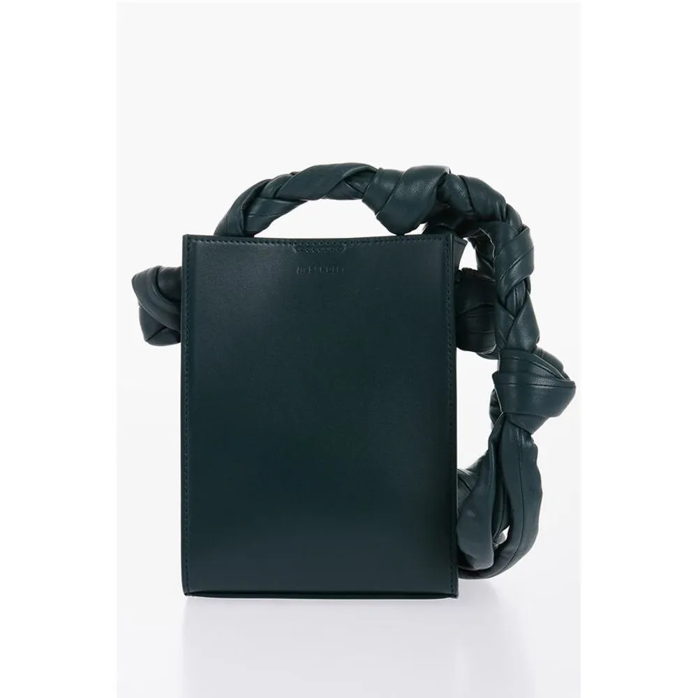 Jil Sander Leather TANGLE Shoulder Bag with Woven Handle