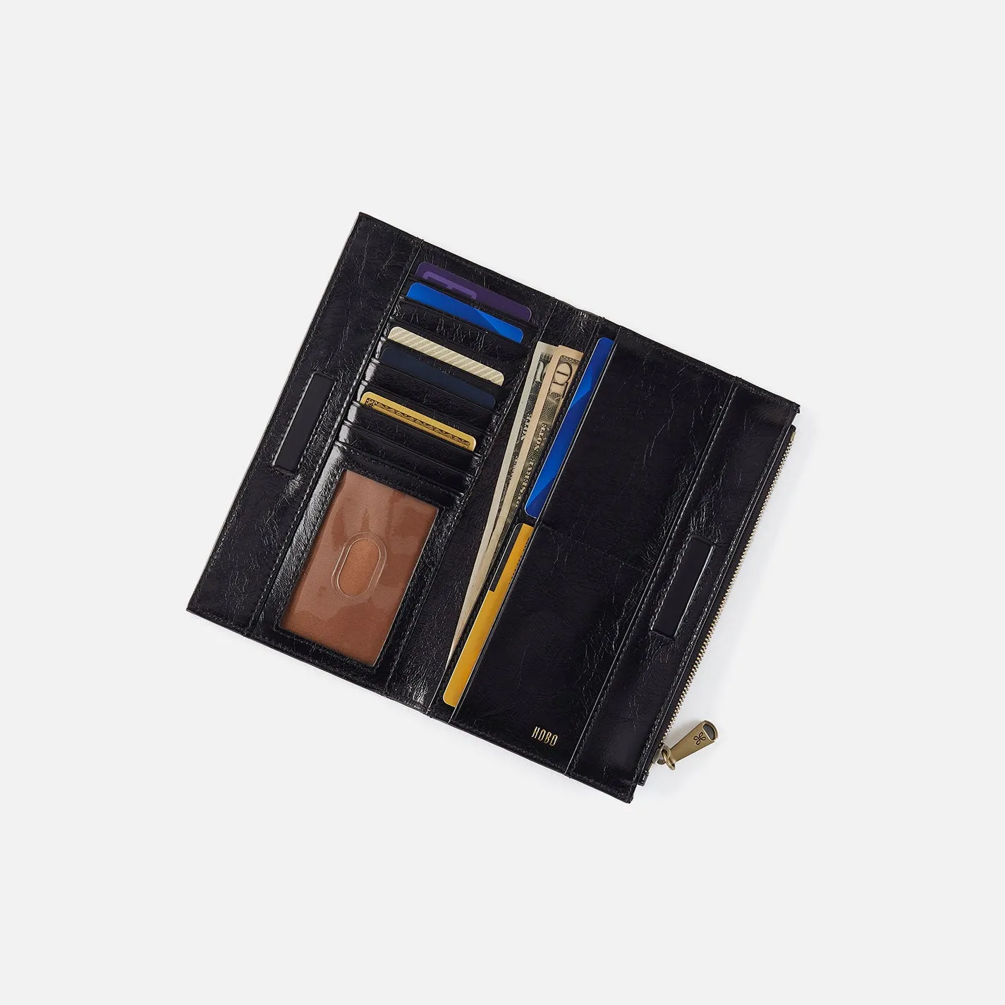 Jill Large Bifold Wallet In Buffed Leather - Whiskey