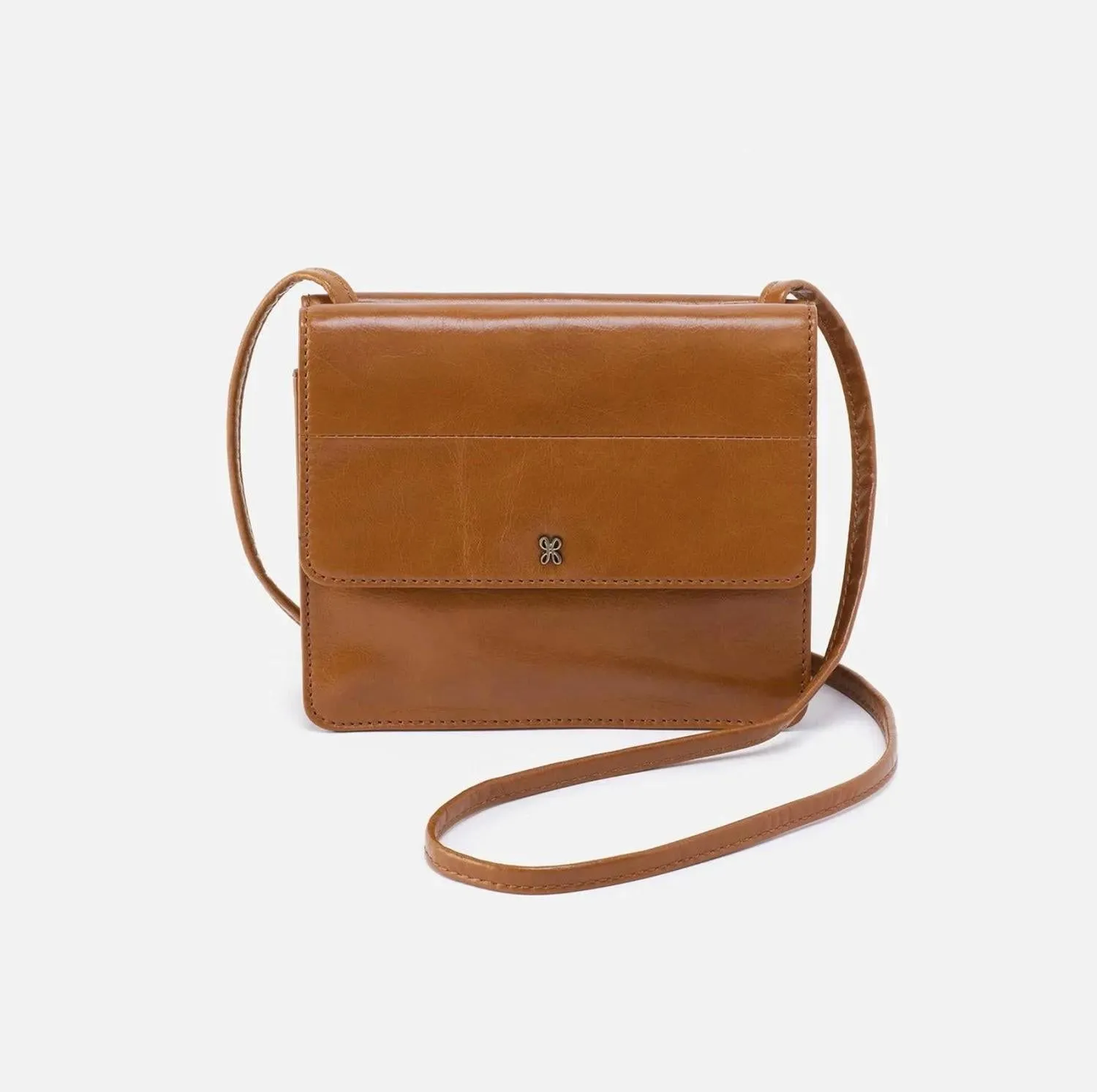Jill Wallet Crossbody In Polished Leather In Truffle