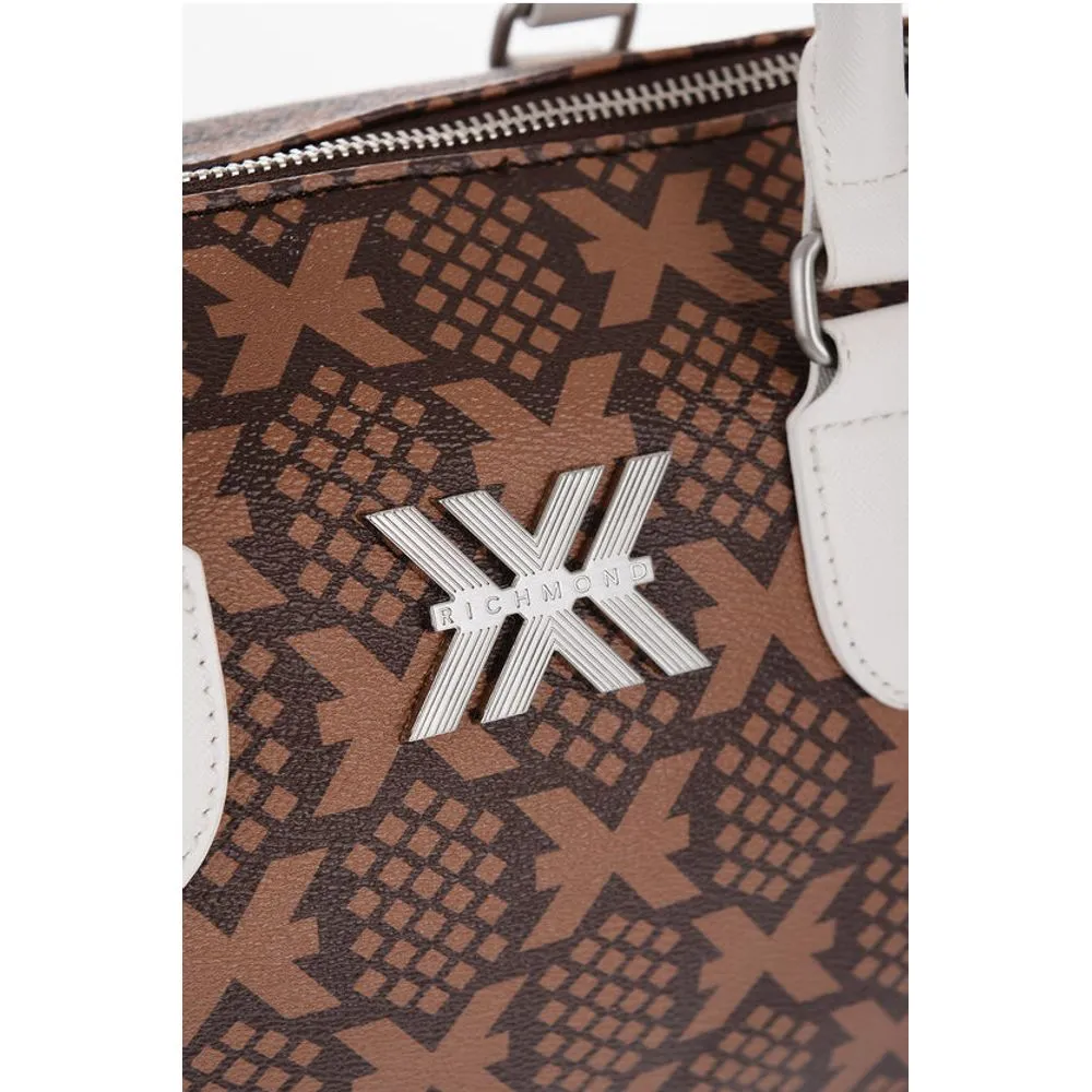 John Richmond Printed Faux Leather NARYN Bowler Bag with Metal Logo