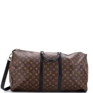 Keepall Bandouliere Bag Macassar Monogram Canvas 55