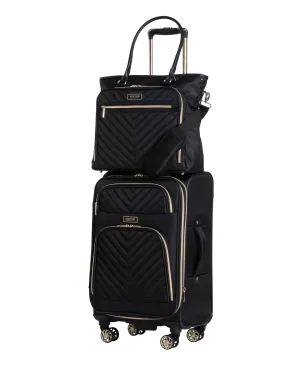 Kenneth Cole Reaction Women's Chelsea Chevron Softside 8-Wheel Expandable Luggage & Chelsea Tote 2-Piece Bundle (20" Carry-On & Tote)