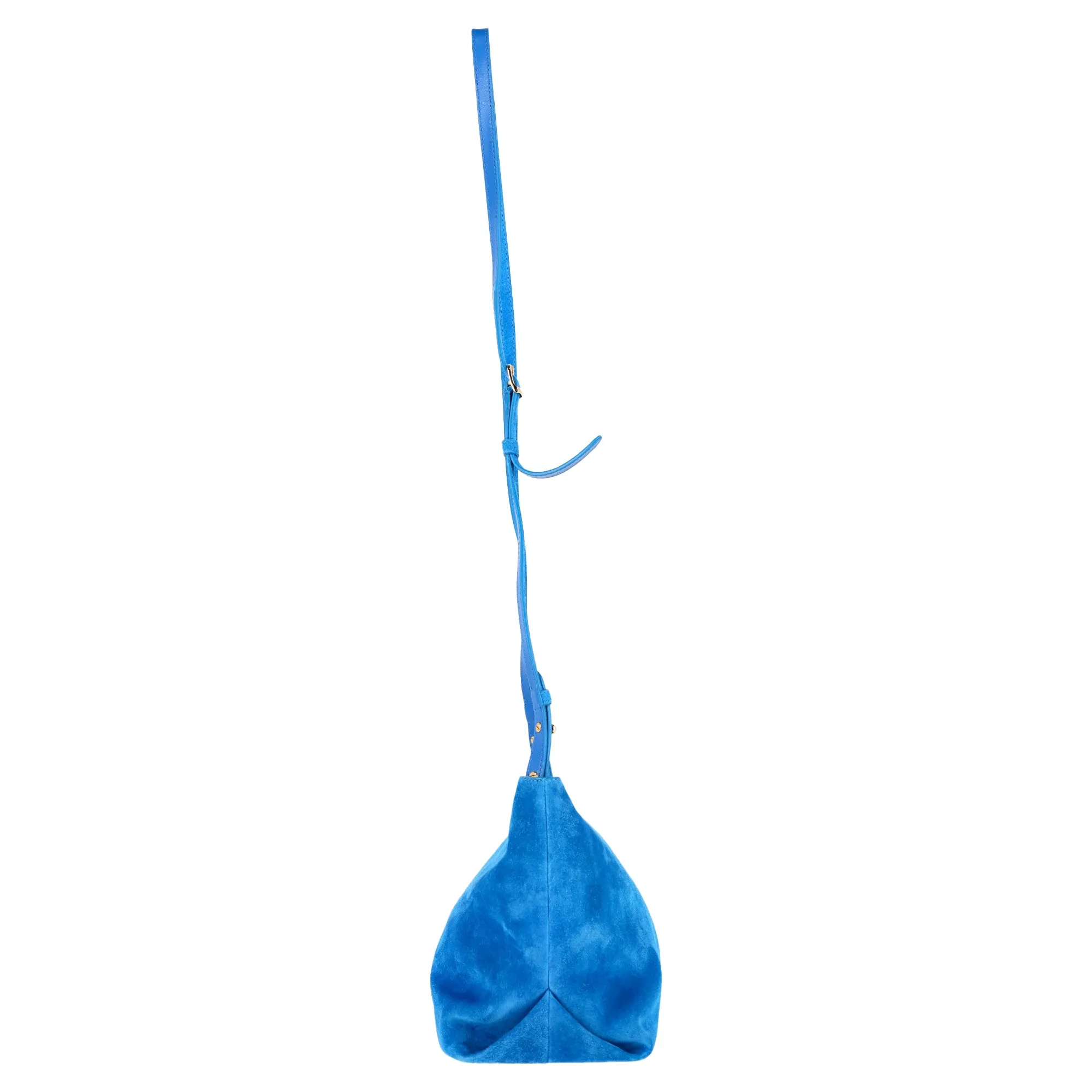 Khaite Augusta Clutch Bag with Strap in Blue Suede