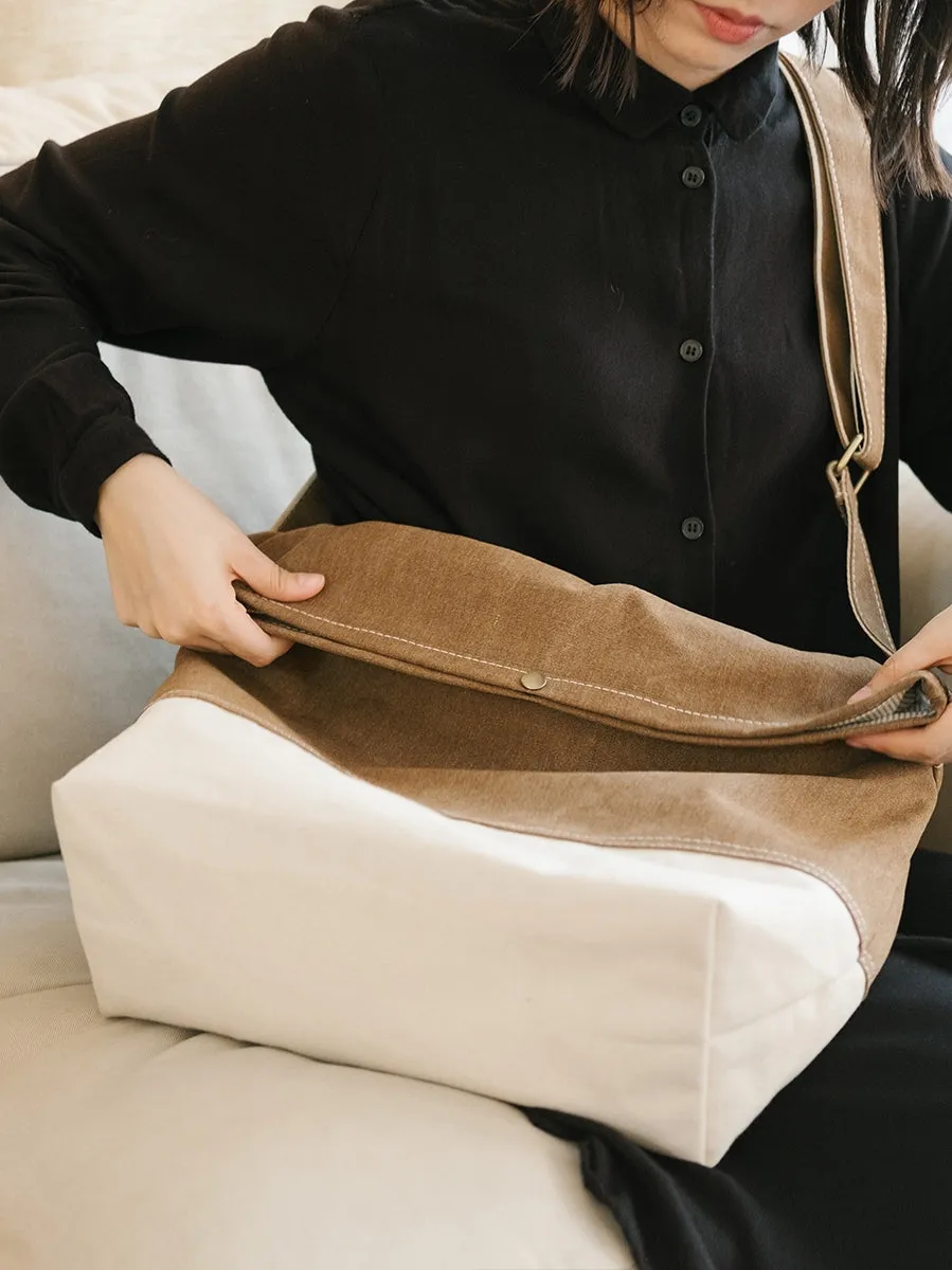 Khaki Canvas Messenger Bag for Women Large Crossbody Bag Ladies Canvas Laptop Messenger Bag