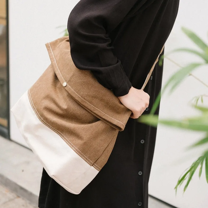 Khaki Canvas Messenger Bag for Women Large Crossbody Bag Ladies Canvas Laptop Messenger Bag