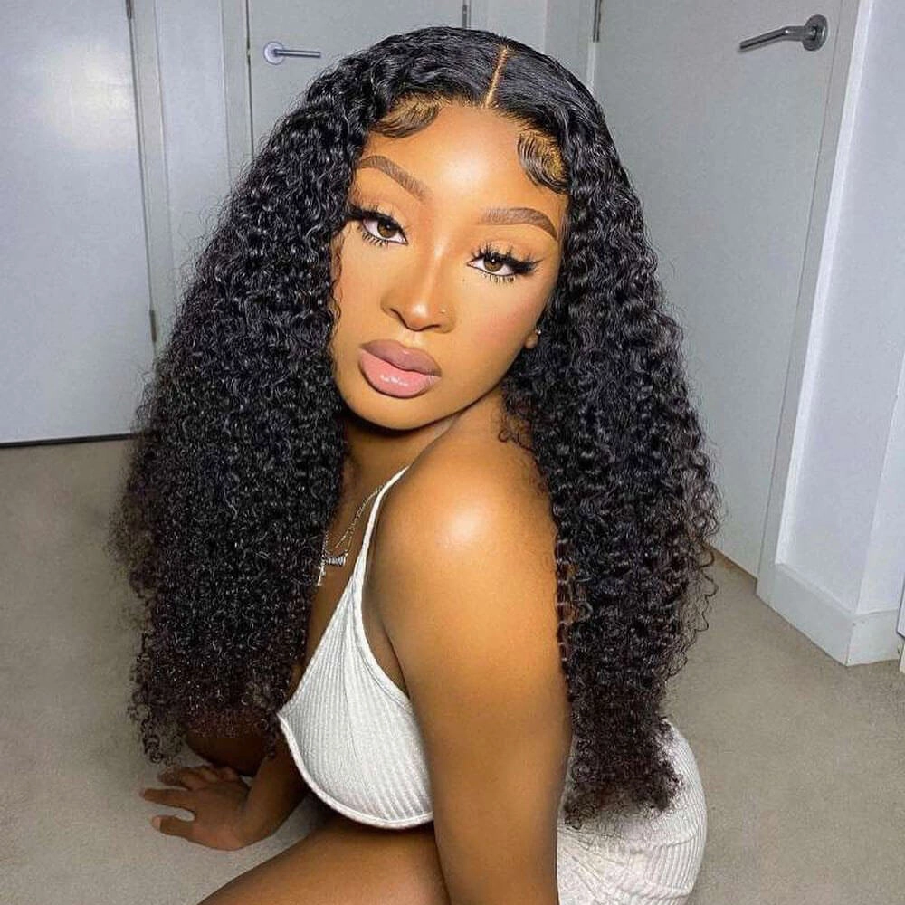 Kinky Curly 4x4 HD Lace Closure Wig Pre Plucked 100% Virgin Real Human Hair Wigs-Geeta Hair