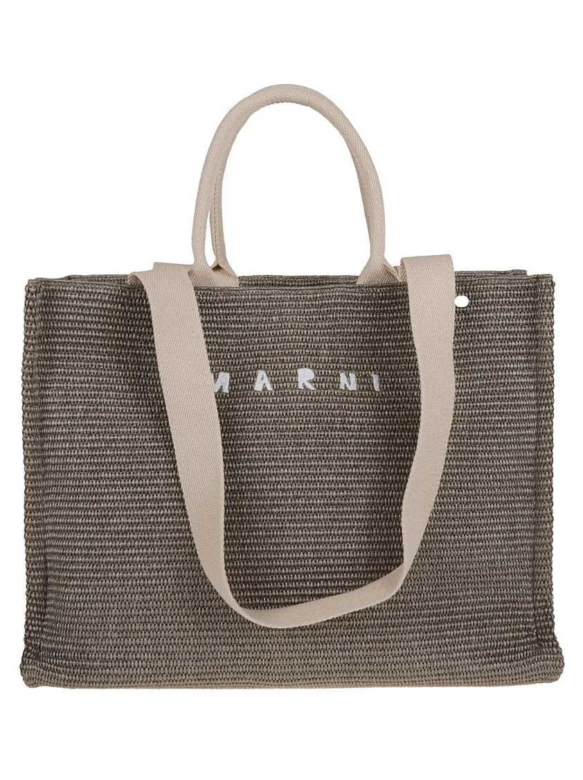 Large East/West Tote Bag In Woven Raffia
