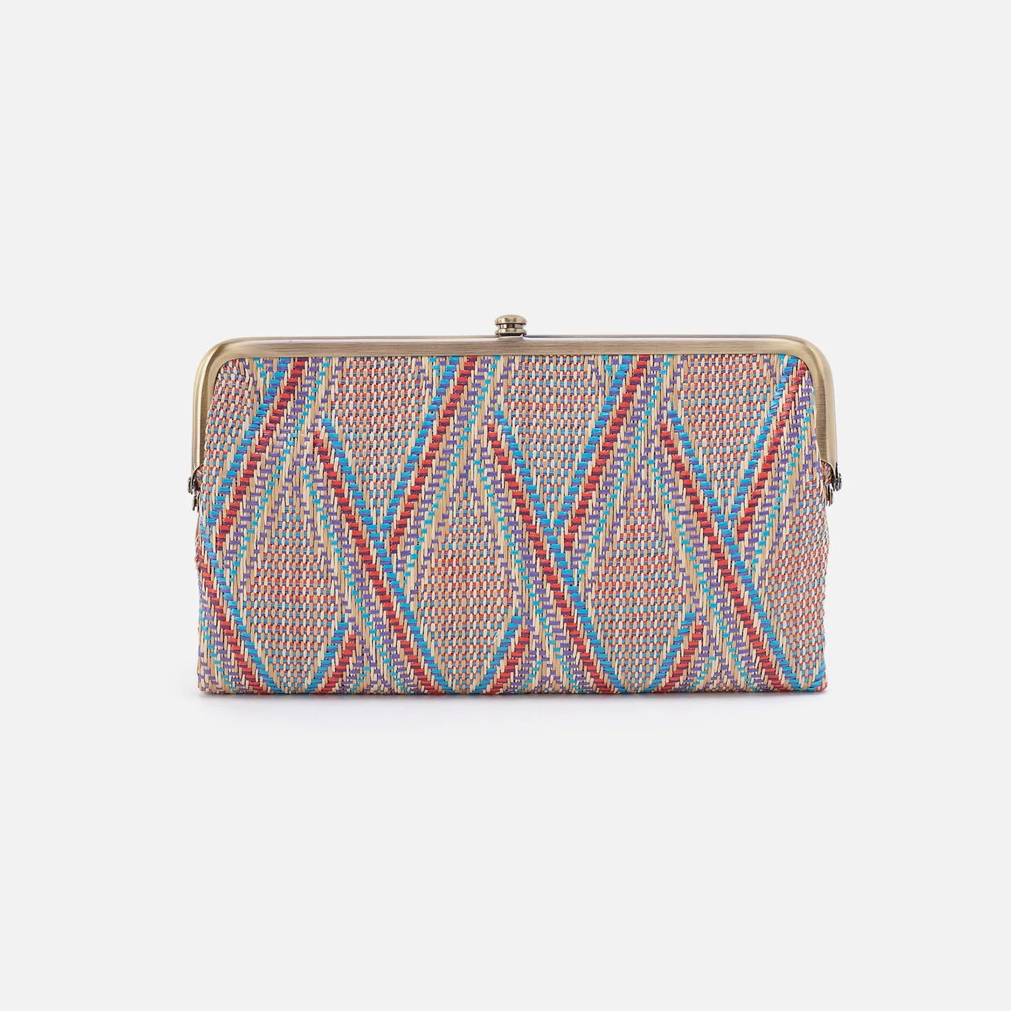 Lauren Clutch-Wallet In Multi Weave With Leather Trim - Sunset Raffia
