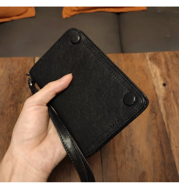 Leather biker wallet small  trucker wallet leather chain men Black biker long wallet