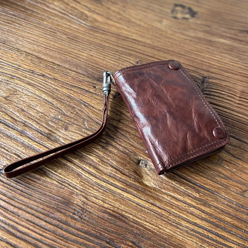 Leather biker wallet small  trucker wallet leather chain men Black biker long wallet