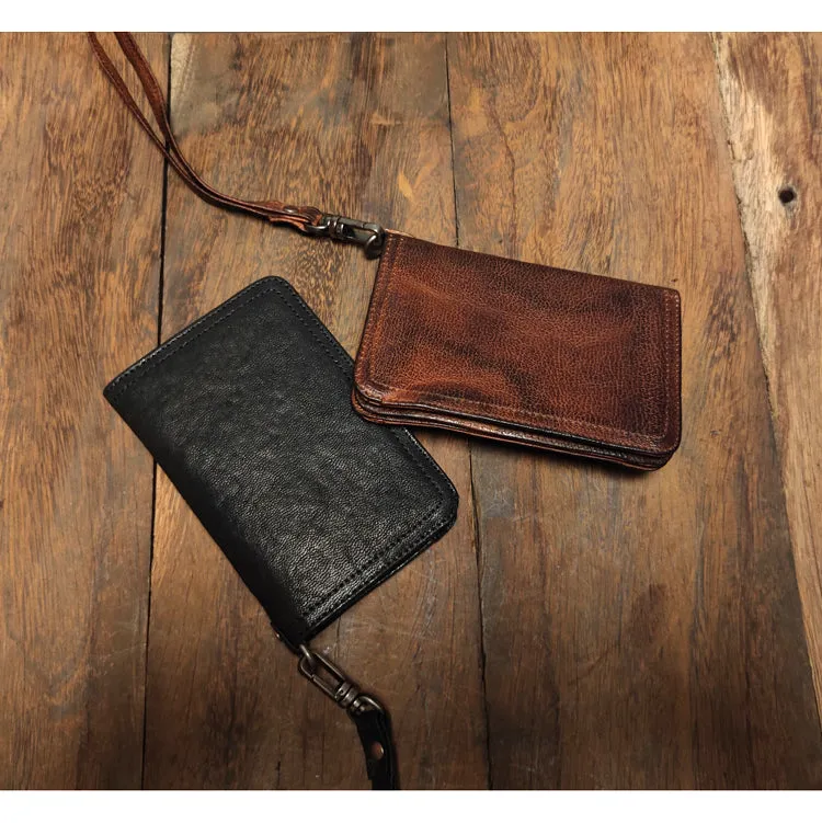 Leather biker wallet small  trucker wallet leather chain men Black biker long wallet