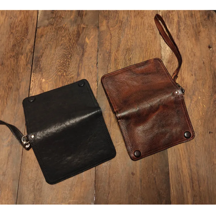 Leather biker wallet small  trucker wallet leather chain men Black biker long wallet