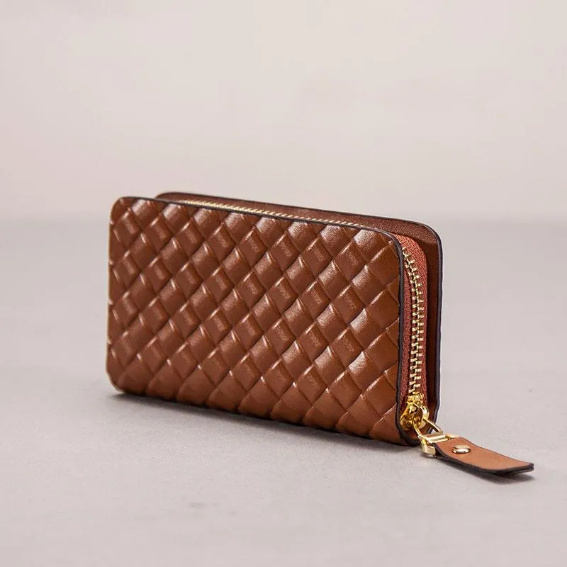 Leather Braided Men Small Key Wallet Bifold Small Keyring Wallet for Men