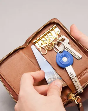 Leather Braided Men Small Key Wallet Bifold Small Keyring Wallet for Men