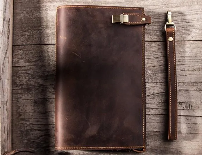 Leather Men Zipper Wristlet Wallet Clutch Long Wallets for Men