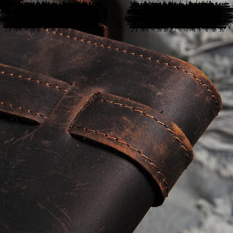 Leather Mens Bifold Long Biker Wallets Biker Chain Wallet Long Trucker Wallet for Men