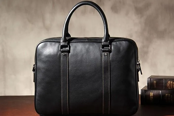 Leather Mens Black Briefcase Shoulder Bag Handbag Laptop Bag Business Bag for Men