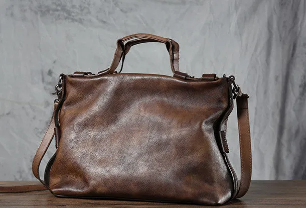 Leather mens Briefcase Shoulder laptop bag Business Bag for Men