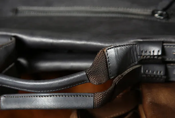 Leather mens Briefcase Shoulder laptop bag Business Bag for Men