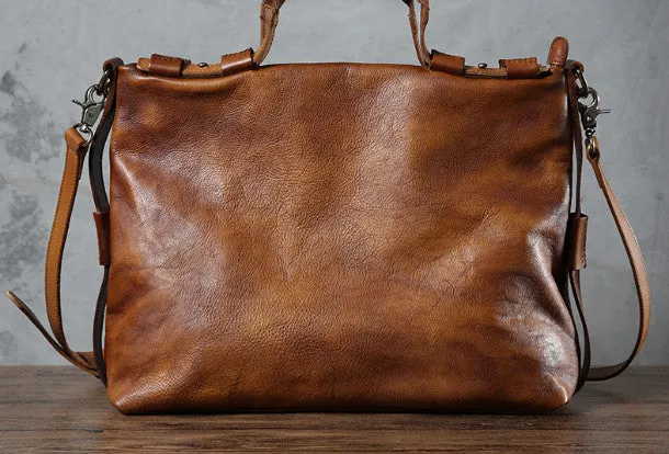 Leather mens Briefcase Shoulder laptop bag Business Bag for Men