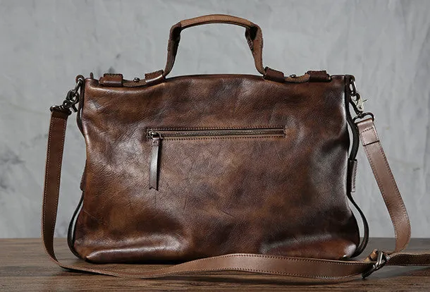 Leather mens Briefcase Shoulder laptop bag Business Bag for Men