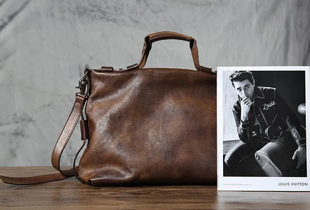 Leather mens Briefcase Shoulder laptop bag Business Bag for Men