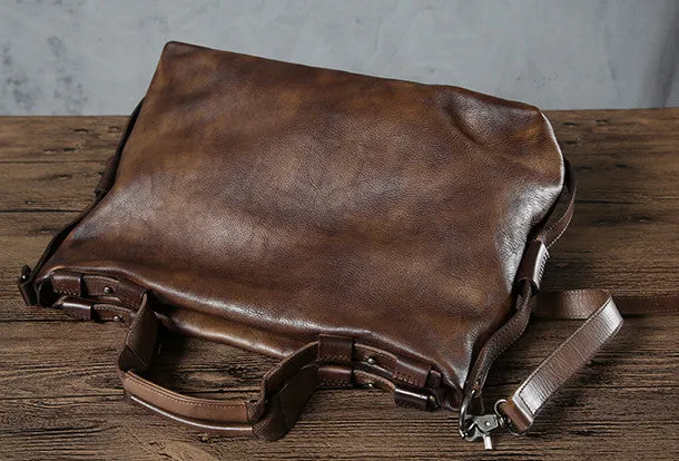 Leather mens Briefcase Shoulder laptop bag Business Bag for Men