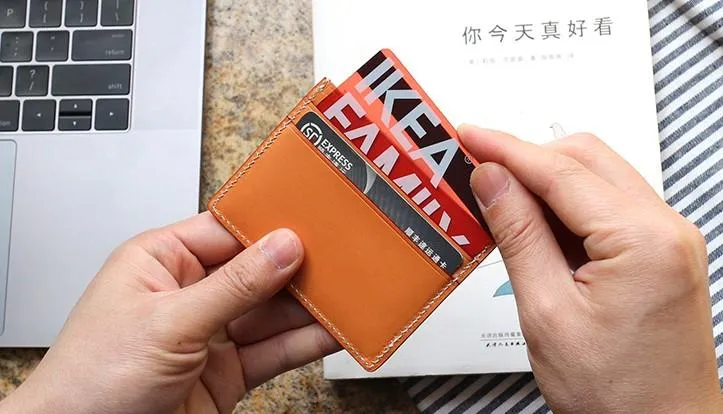 Leather Mens Card Wallet Card Holder Front Pocket Wallet Small Slim Wallet for Men