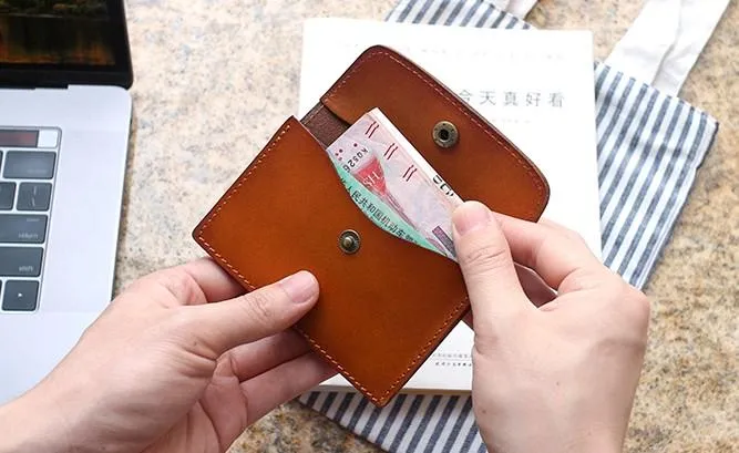 Leather Mens Card Wallet Front Pocket Wallet Small Slim Wallets Change Wallets for Men