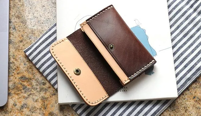 Leather Mens Card Wallet Front Pocket Wallets Small Slim Wallets Change Wallet for Men