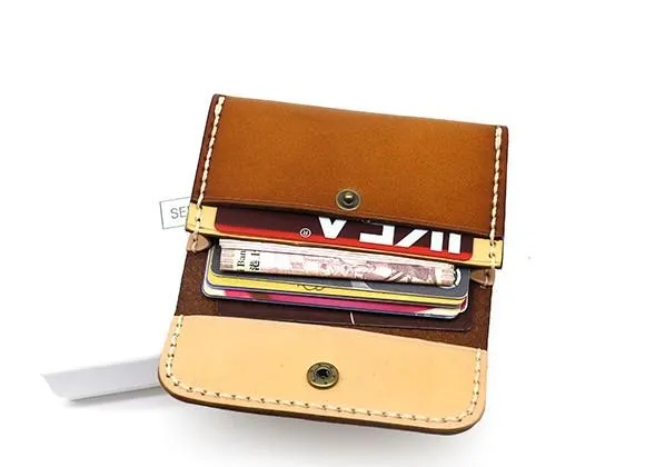 Leather Mens Card Wallet Front Pocket Wallets Small Slim Wallets Change Wallet for Men