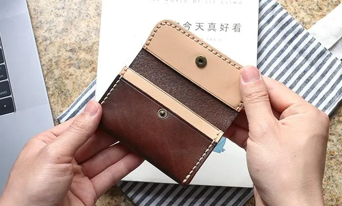 Leather Mens Card Wallet Front Pocket Wallets Small Slim Wallets Change Wallet for Men