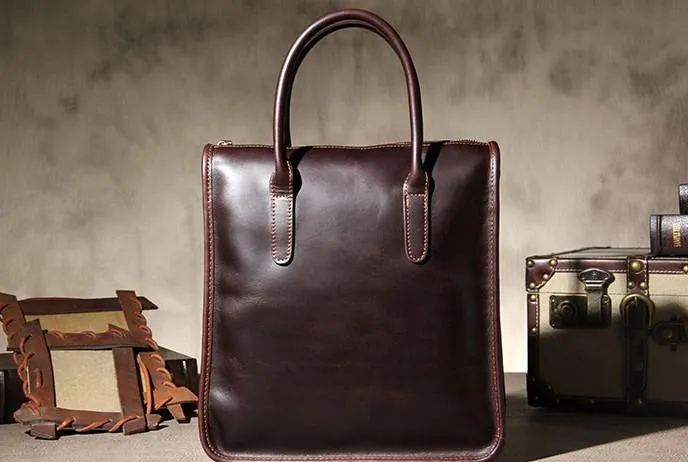 Leather Mens Coffee Handbag Briefcase Shoulder Bag Work Bag Business Bag for men